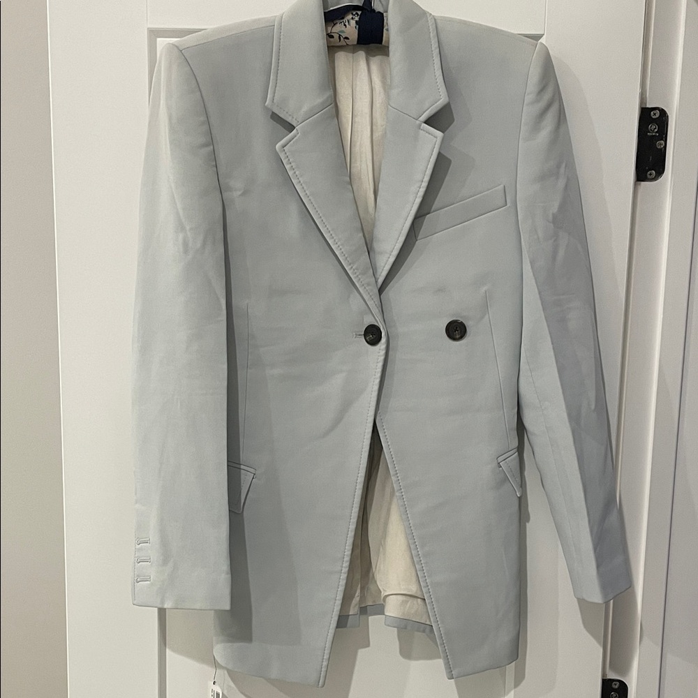 NWOT Peter Do fitted blazer. Size 36, US Small. Pale sky blue, fully lined.